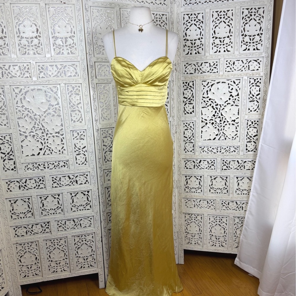 Lena Gold‎ Satin Formal Prom Gown Sz Small Regal Glam Long Classic